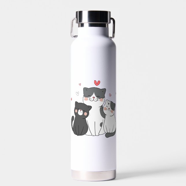 cute cats group | cat lover design | buy now  water bottle (Front)