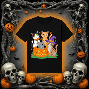 Cute Cats in a Pumpkin   Halloween Cat Mum T-Shirt