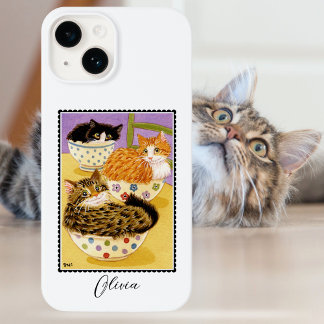Cute Cats in Bowls Custom Name Case-Mate iPhone 14 Case