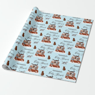 Cute Cats in car Winter Birthday Baby Gift Wrapping Paper