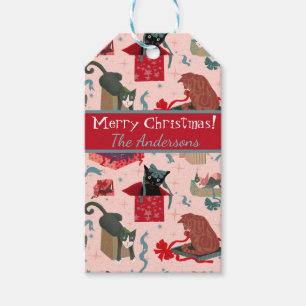Cute Cats In Christmas Boxes Personalised  Gift Tags
