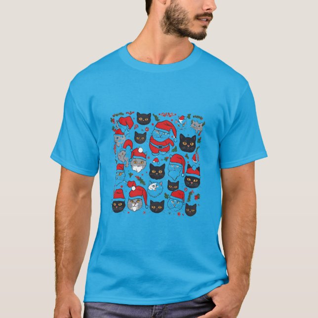 Cute Cats in Festive Style t-shirt  (Front)