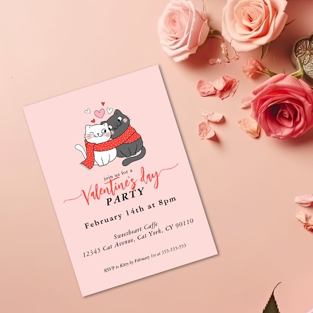 Cute Cats In Love Valentines Day Party Invitation (Creator Uploaded)