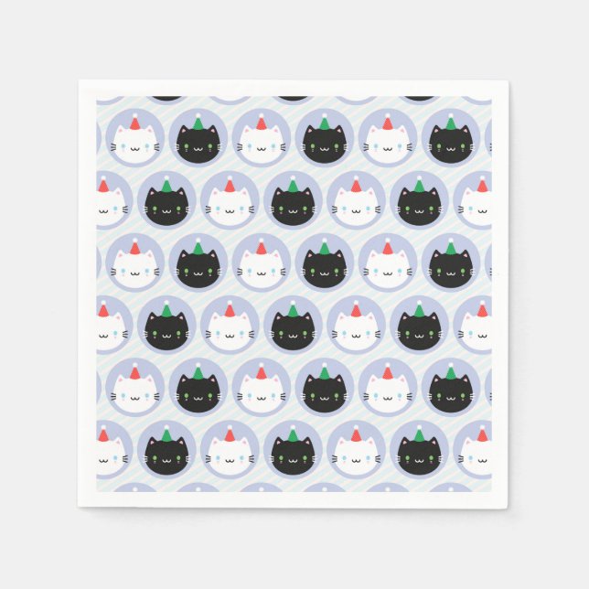 Cute Cats in Party Hats Napkin (Front)
