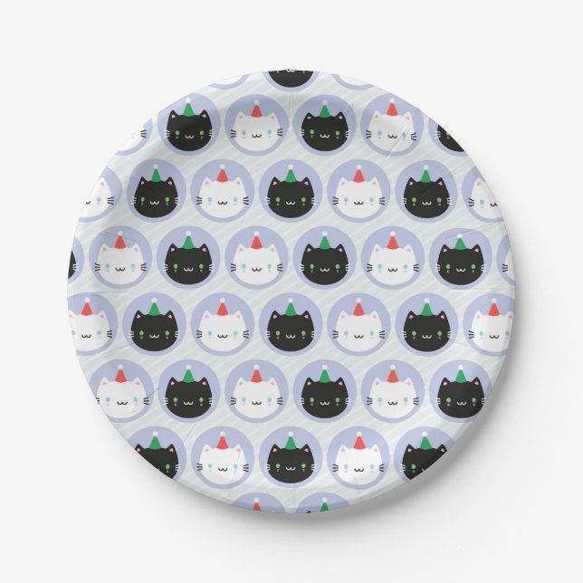Cute Cats in Party Hats Paper Plate (Front)