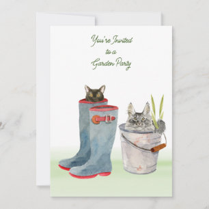 Cute Cats in the Garden Party Invitation