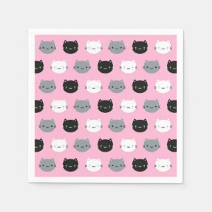 Cute Cats & Kawaii Kittens (Pink) Napkin