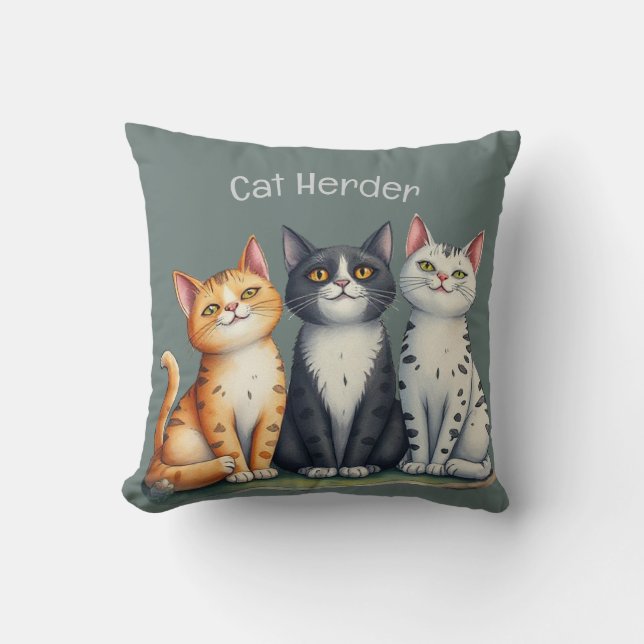 Cute Cats Kittens Looking Happy Grey  Cushion (Front)