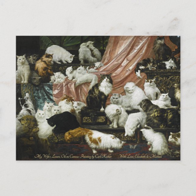 Cute Cats Kittens Portrait Fine Art Personalised Postcard (Front)