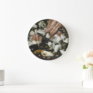 Cute Cats Kittens Vintage Art Home Office Decor Round Clock