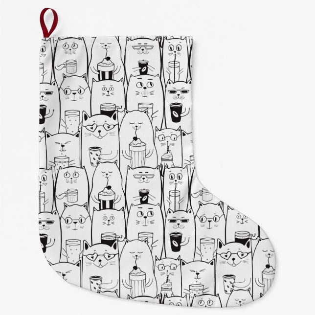 Cute Cats Large Christmas Stocking (Front)