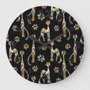 Cute cats large clock