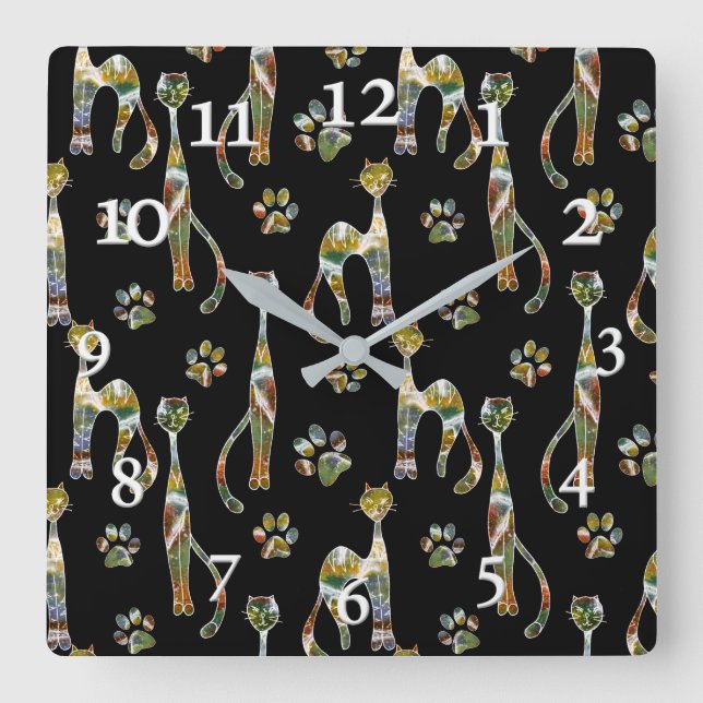Cute cats large clock (Front)