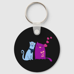 Cute cats love design key ring