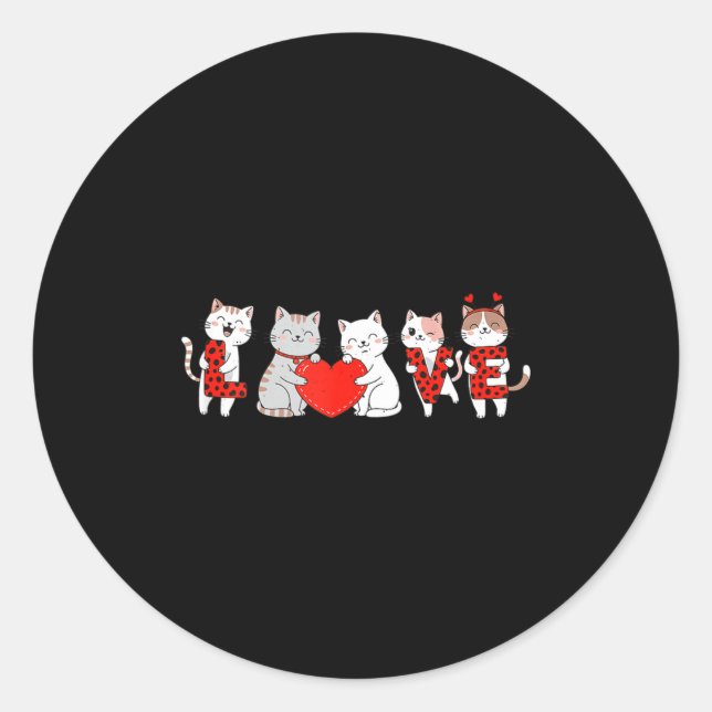 Cute Cats Love Valentine Design For Men Women Kids Classic Round Sticker (Front)