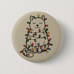 Cute Cats Lover Christmas Lights Cat Mum Xmas 6 Cm Round Badge