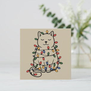 Cute Cats Lover Christmas Lights Cat Mum Xmas Holiday Card