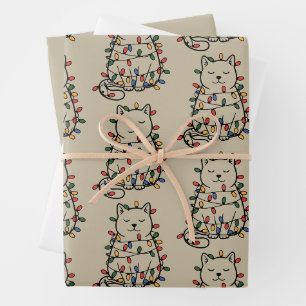 Cute Cats Lover Christmas Lights Cat Mum Xmas Wrapping Paper Sheet
