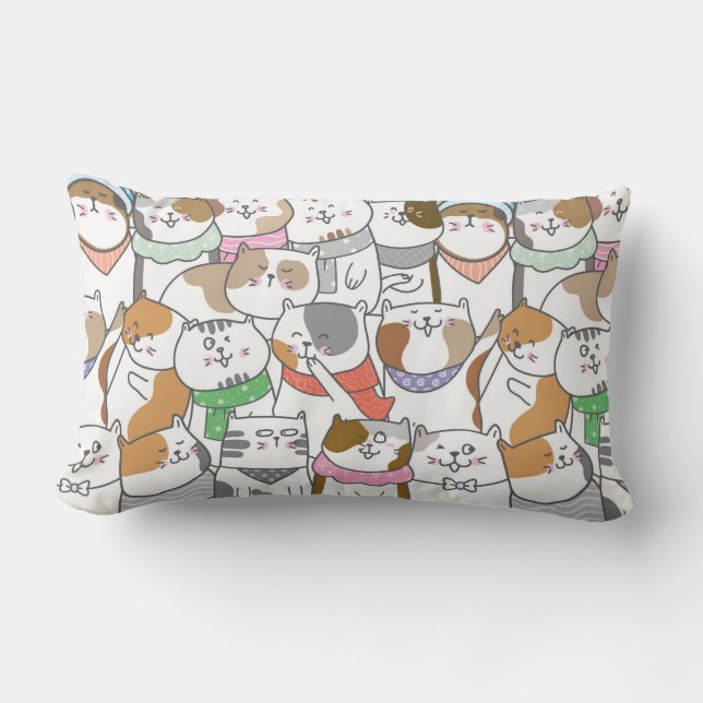Cute Cats Lumbar Cushion (Front)
