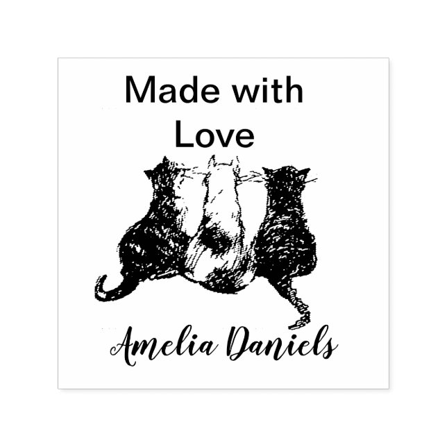Cute Cats Made with Love Self-inking Stamp (Design)