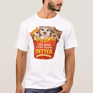 Cute Cats Make Everything Better Cartoon Design T-Shirt