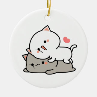 cute cats mochi ceramic ornament