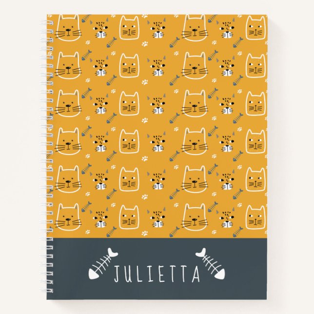 Cute Cats Modern Pattern Notebook (Front)