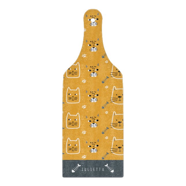 Cute Cats Modern Pattern Personalised Cutting Board (Front)