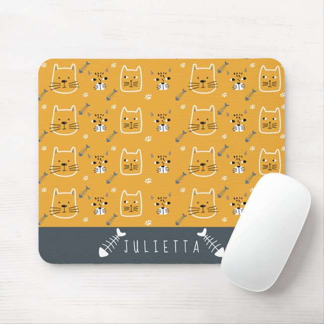 Cute Cats Modern Personalised Pattern Mouse Pad (With Mouse)