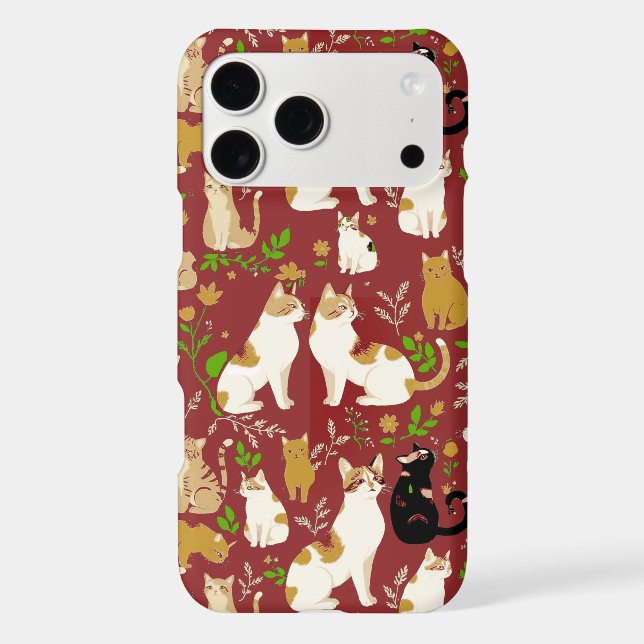 Cute Cats on a Burgundy Background (Back)