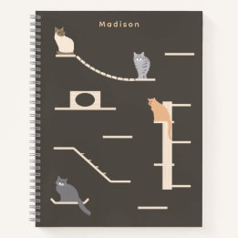 Cute Cats on Cat Wall Furniture Dark Grey  Notebook