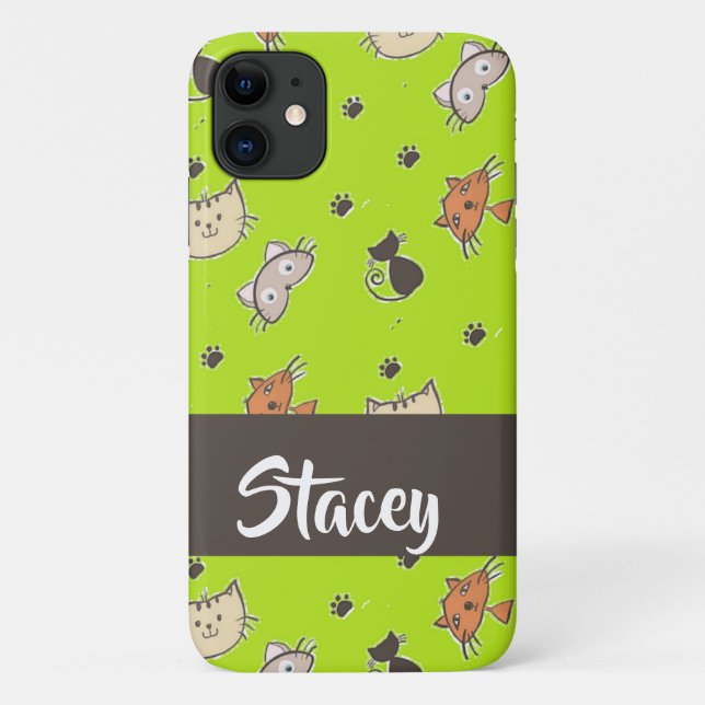 Cute cats on green Case-Mate iPhone case (Back)