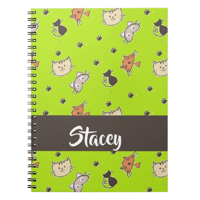 Cute cats on green notebook (Front)