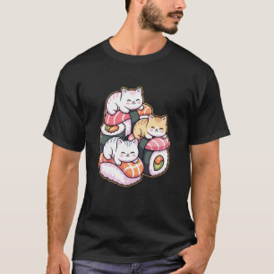 Cute Cats on Sushi Kawaii Art Food Lover T-Shirt