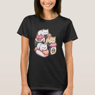 Cute Cats on Sushi Kawaii Art Food Lover T-Shirt