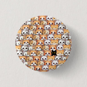 Cute cats orange kitten pet Seamless Pattern 3 Cm Round Badge