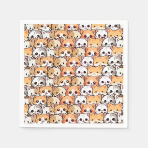 Cute cats orange kitten pet Seamless Pattern Napkin