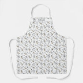 Cute Cats Pattern and Name or Monogram White Apron (Front)