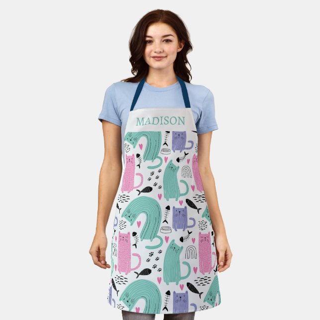 Cute Cats Pattern Apron (Worn)