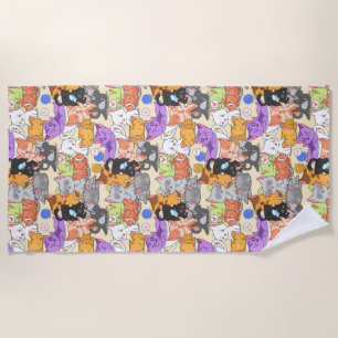 Cute cats pattern    beach towel