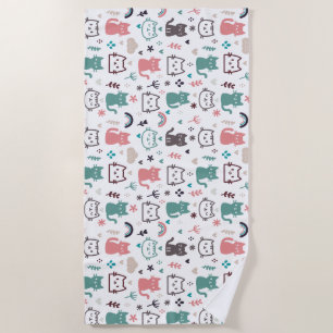 Cute Cats Pattern Beach Towel