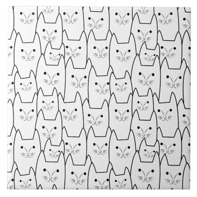Cute cats pattern ceramic tile (Front)