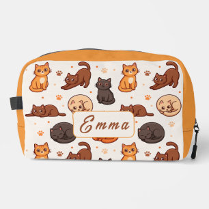 Cute Cats Pattern Custom Monogram Name Kids Dopp Kit