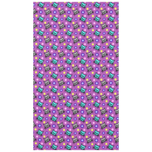 Cute Cats Pattern in Violet Large Tablecloth (Front)