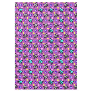 Cute Cats Pattern in Violet Medium Tablecloth