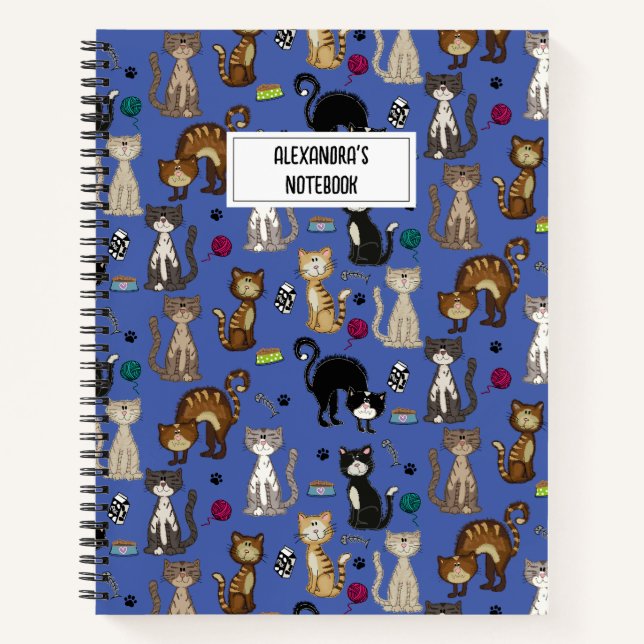 Cute Cats Pattern Personalised  Notebook (Front)