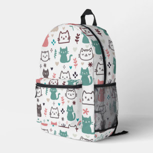 Cute Cats Pattern Printed Backpack
