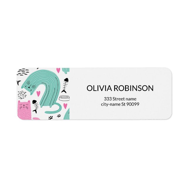 Cute Cats Pattern Return Address Label (Front)