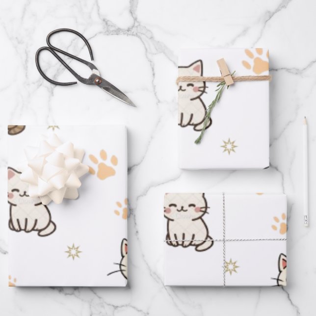 Cute Cat's Paw Gift Wrap Sheets | Rim-Jhim Designs (Front)
