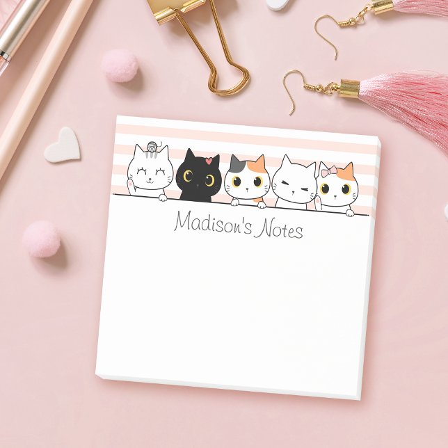 Cute Cats Personalised Post-it Notes (Creator Uploaded)
